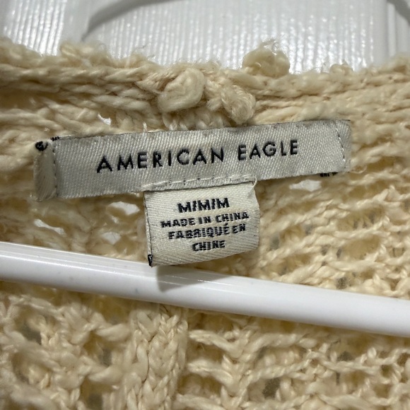 American Eagle Outfitters Crochet Hooded Duster Cardigan Sweater Size Medium - Picture 3 of 4